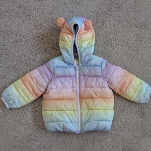 Baby GAP Multicolor Puffer Jacket with Bear Ears 18-24 Months